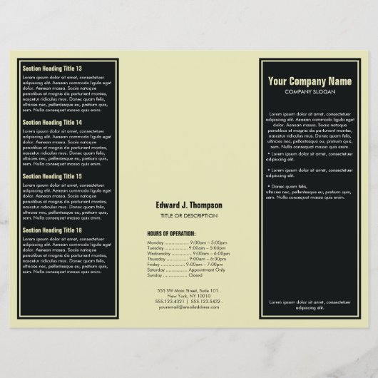 Brochure à bordure simple jaune noir (Devant)