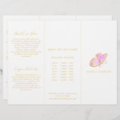 Brochure à triple papillon rose et or (Devant / Derrière)
