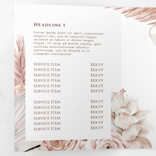 Brochure à trois Roses Boho (Intérieur en premier)