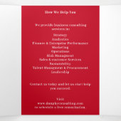 Brochure à trois volets gris et rouge pour affaire (Intérieur au milieu)