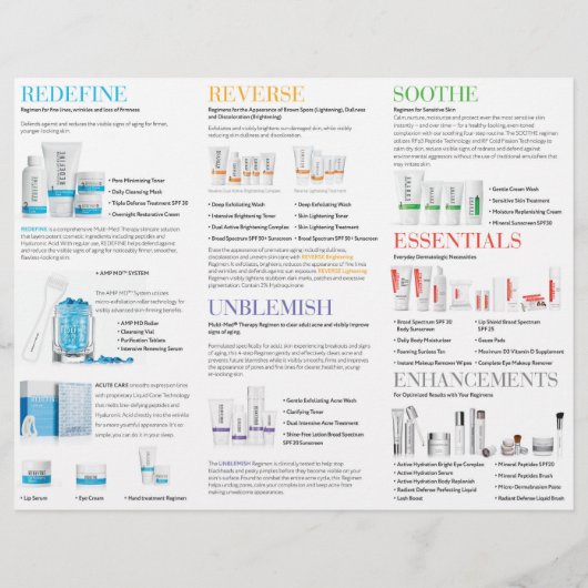 Brochure à trois volets Rodan et Fields (Dos)