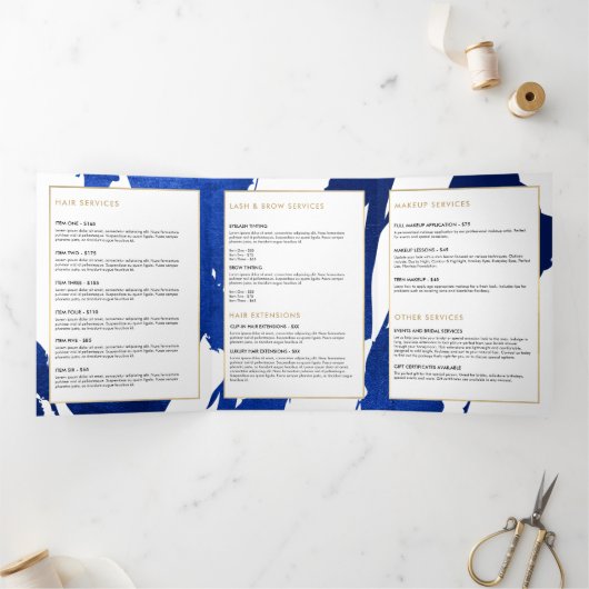 Brochure Abstraite Indigo Blue Brushstrokes (Intérieur)