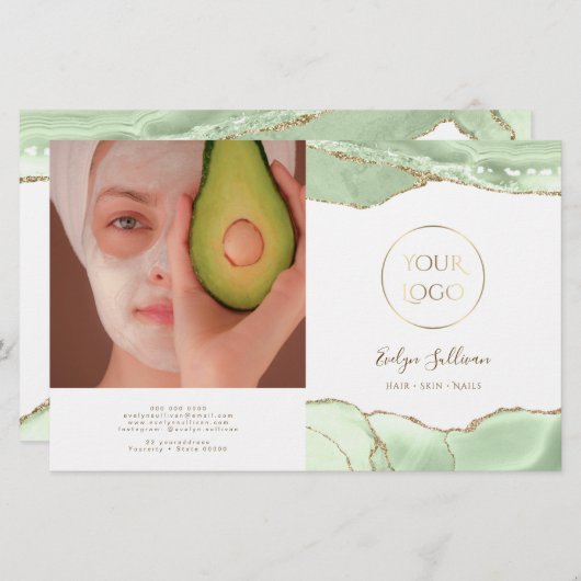 Brochure bifold agate vert Jade (Devant / Derrière)