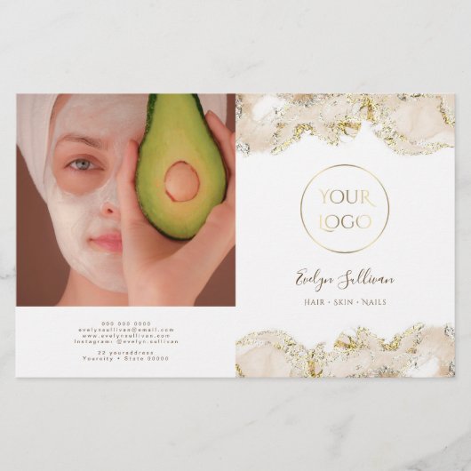 Brochure biplique design marbré beige (Devant)