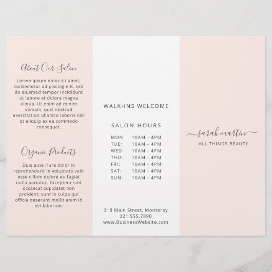 Brochure Bleu Rose Élégante Business Trifold (Devant)