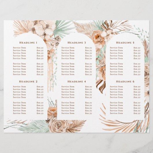 brochure boho tropical beige et menthe (Dos)