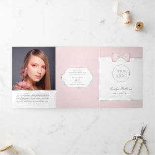Brochure Coquette Pink Bow Trifold Drieluik Kaart