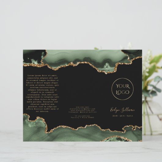 Brochure d'agate vert et or Sage (Debout devant)