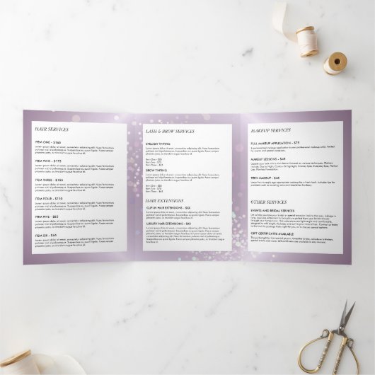 Brochure de beauté violette céleste Confetti (Intérieur)