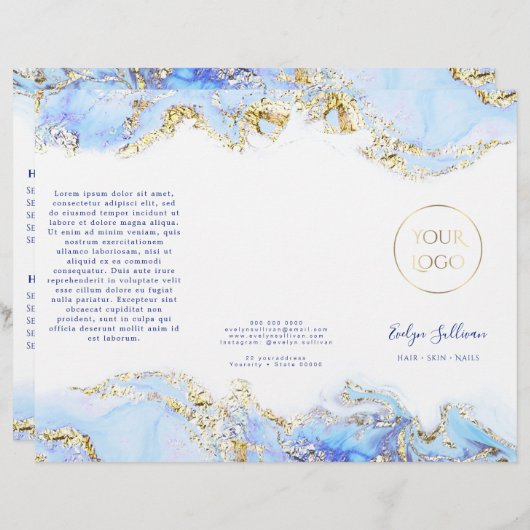 brochure de design en marbre bleu (Devant / Derrière)