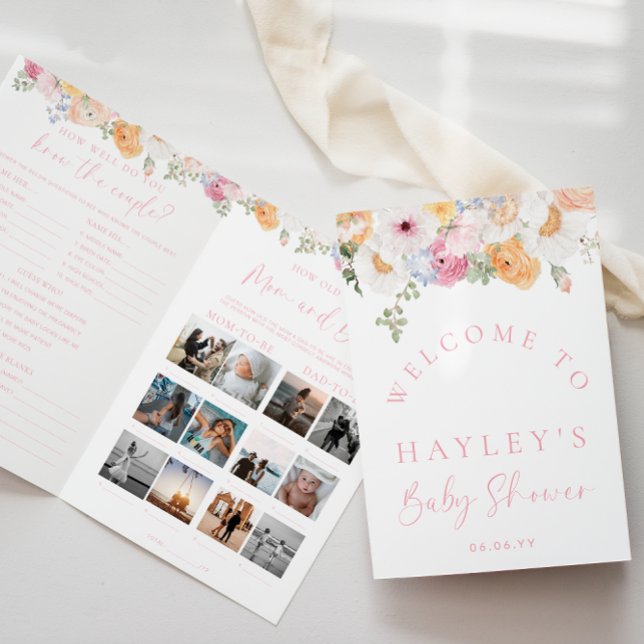 Brochure de jeu de Baby shower Millie Floral (Millie Floral Baby Shower Games Booklet Spring Wildflowers)