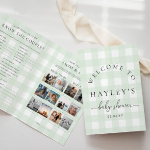 Brochure de jeu En vichy Baby shower vert Mint