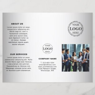 Brochure de logo personnalisé avec fond gris flou