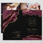 brochure de menu de service d'agate bordeaux et or (Devant / Derrière)