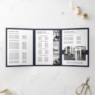 Brochure de prix moderne minimaliste bleu marine e
