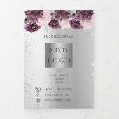 Brochure d'entreprise florale bordeaux argent (Page de couverture)