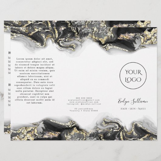 brochure design en marbre noir (Devant / Derrière)
