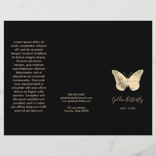 brochure du logo papillon en feuille d'or faux (Devant)