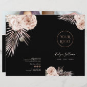 Brochure du menu de service rose tropical (Devant / Derrière)