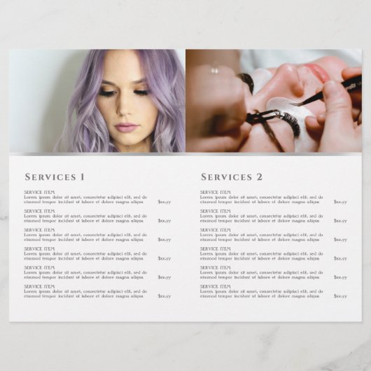 Brochure du menu des services d'arc rose Coquette (Dos)