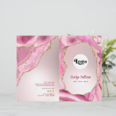 Brochure du menu du faux feuillet d'agneau rose (Debout devant)