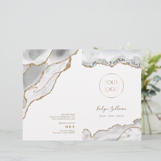 brochure du menu du service agate blanc (Debout devant)