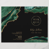 Brochure du menu du service agate émeraude et or (Devant)