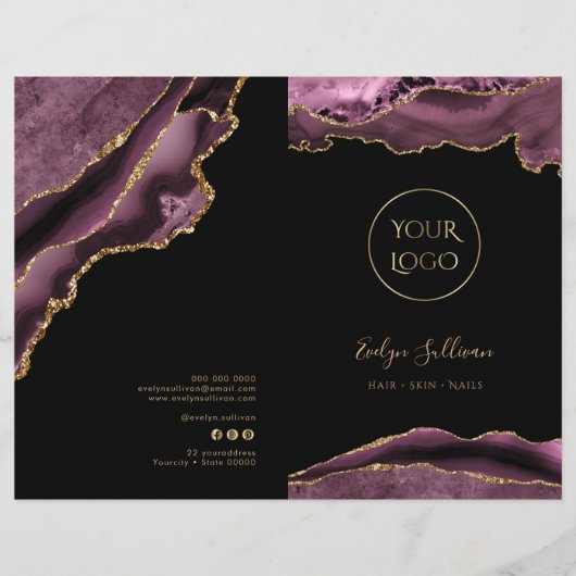 Brochure du menu du service agate mauve foncé (Devant)