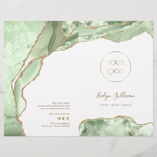 brochure du menu du service agate vert jade (Devant)