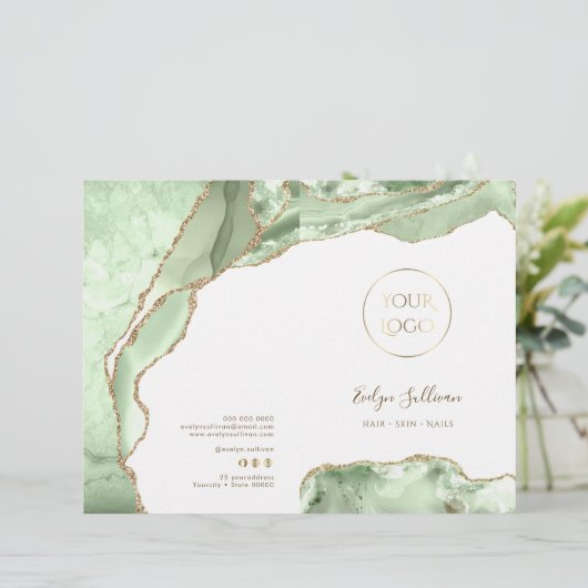 brochure du menu du service agate vert jade (Debout devant)