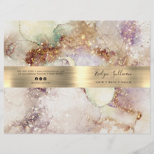 Brochure du menu du service de mousse d'or d'aquar (Devant)