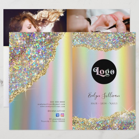 Brochure du menu du service de parties scintillant (Devant / Derrière)