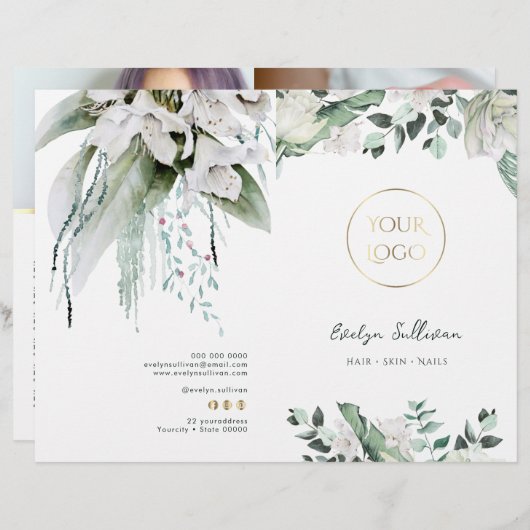 Brochure du menu du service de verdure émeraude (Devant / Derrière)