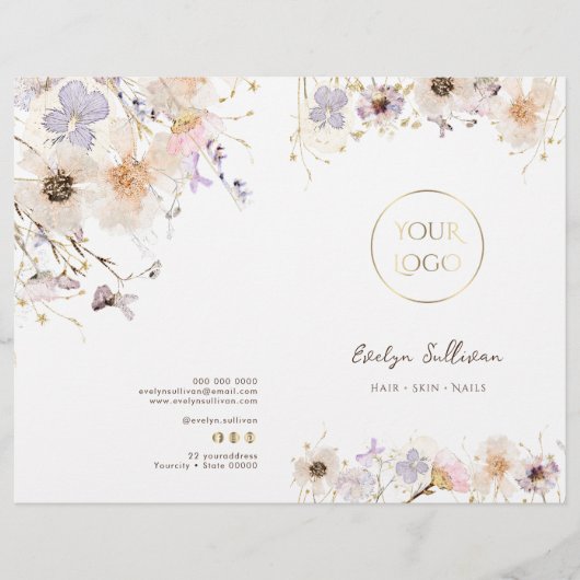 Brochure du menu du service Fleurs séchées (Devant)