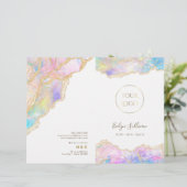 Brochure du menu du service opus rose bleu (Debout devant)