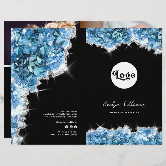 Brochure du menu service cristaux bleus (Devant / Derrière)