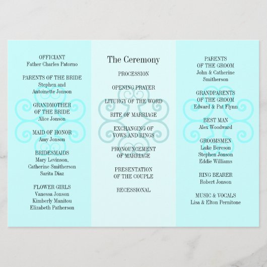 Brochure du programme de mariage Curl bleu (Dos)