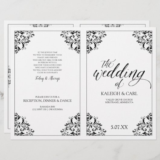 Brochure du programme de mariage élégant - Nadine  (Devant / Derrière)