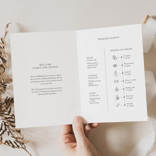 Brochure du programme de mariage moderne avec icôn