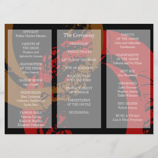 Brochure du programme de mariage Rouge anneau Brow (Dos)