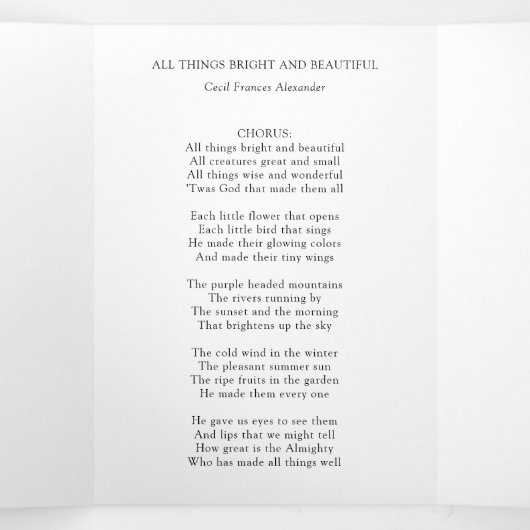 Brochure du programme de mariage triplé blanc élég (Intérieur au milieu)