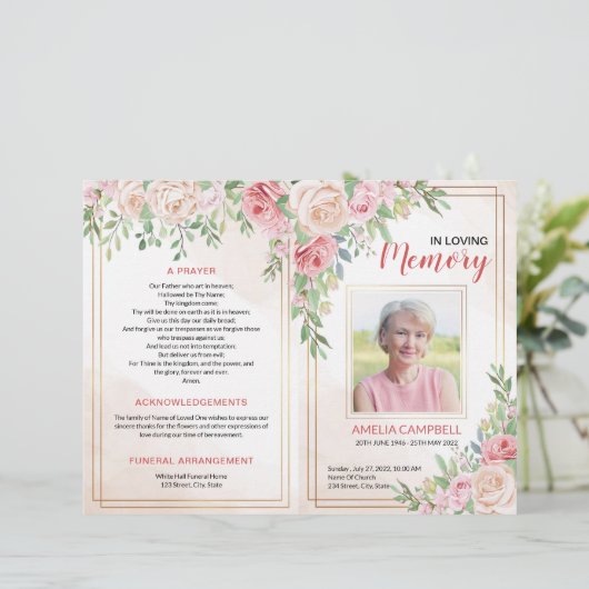 Brochure du programme funéraire | Ordre de service (Debout devant)