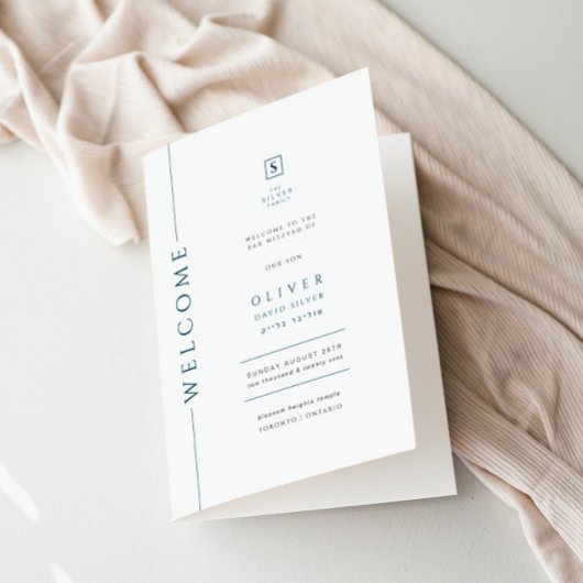 Brochure du programme plié Moderne Blue Bar Mitzva