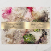 Brochure du service d'aquarelle rose vert (Devant)