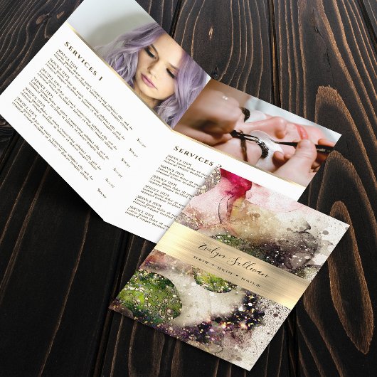 Brochure du service d'aquarelle rose vert