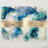 Brochure du service d'aquarelle turquoise bleue (Devant)