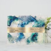 Brochure du service d'aquarelle turquoise bleue (Debout devant)