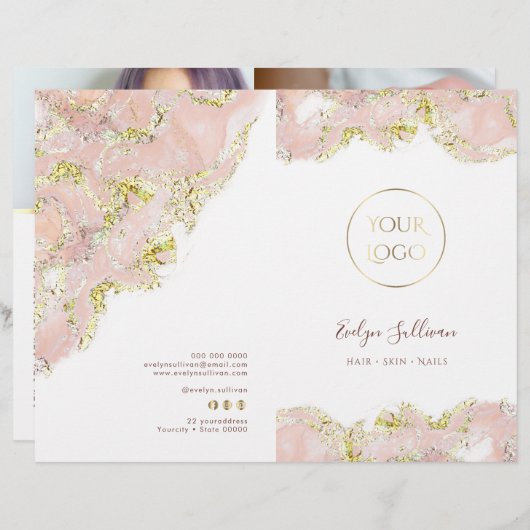 Brochure du service de design en marbre rose (Devant / Derrière)