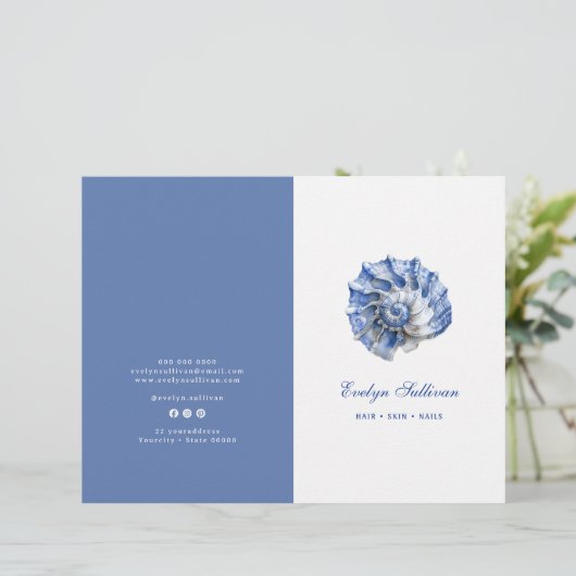 Brochure du service du logo de coquillage bleu (Debout devant)