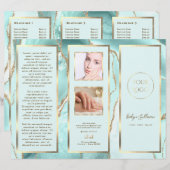 Brochure élégante en agate bleue et or (Devant / Derrière)